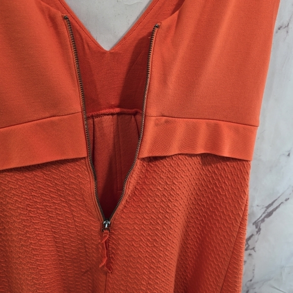 Anthropologie Dress Womens 8 Medium Orange Armour Cross Front Jacquard Mini - Picture 9 of 10